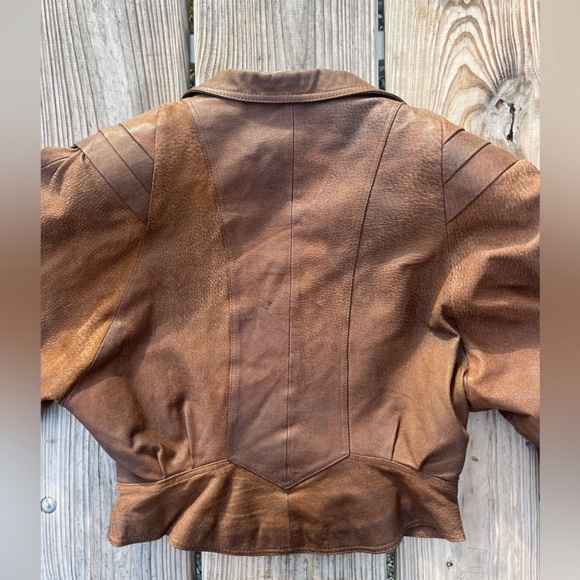 Vintage 80’s brown leather jacket sz Med - Picture 6 of 16